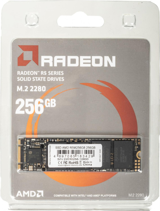 SSD накопитель AMD Radeon R5M256G8 256ГБ, M.2 2280, SATA III, M.2