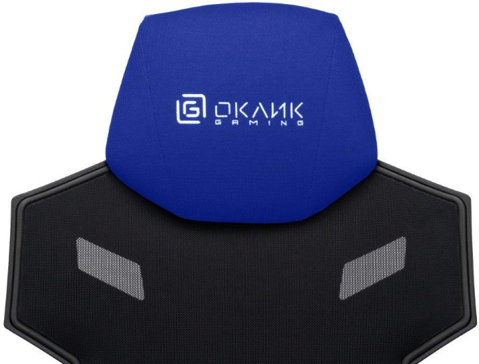 Кресло игровое Oklick 111G, сетка/ткань, до 150кг, черный/синий