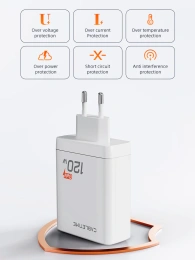 Сетевое зарядное устройство CABLETIME G120W CT-GAN120-PW GaN PD3.1 3C1A 120 Вт, белый