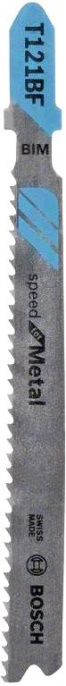 Набор пильных полотен Bosch T121BF Speed for Metal 3шт 2.608.636.701 для всех лобзиков с T-образным хвостовиком, позволяет выполнять быстрые прямые пропилы в металле, форма обратного конуса, общая длина: 92 мм, шаг зубьев: 2,0 мм, материал: BIM