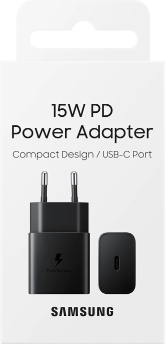 Сетевое зарядное устройство Samsung EP-T1510,  USB-C, USB-C, 15Вт, 2A, черный [ep-t1510xbegeu]