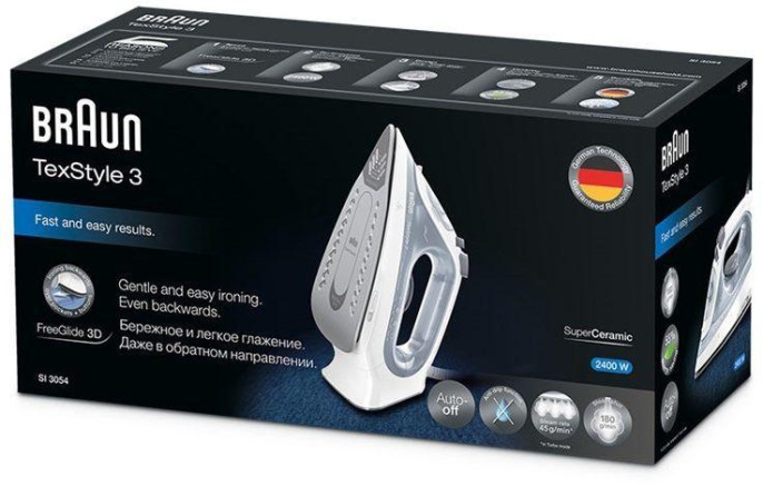 Утюг Braun SI3054GY, с паровым ударом, 2400Вт, с автоотключением, серый