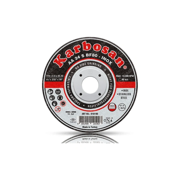 Диск отрезной по нержавеющей стали 115х2.5х22 мм INOX Karbosan KAR-910190