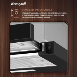 Встраиваемая вытяжка WEISSGAUFF TEL 450 Glass, управление кулисные переключатели, черный [438285]