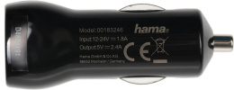 Автомобильное зарядное устройство HAMA H-183246, USB, microUSB, 2.4A, черный [00183246]