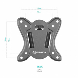 ONKRON R2 Roto чёрный Для телевизоров диагональю 10"-27" Максимальная нагрузка: 25 кг VESA: 75х75, 100х100 мм
