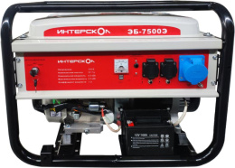 Бензиновый генератор Интерскол ЭБ-7500Э, 220/12 В, 6.5кВт, на колёсах с АКБ [796.0.0.40]