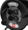 Удлинитель силовой REXANT КГ, розеток 4шт, 3x1.5 кв.мм, 16A, 30м, КГ, катушка металлическая, черный [13-5011]