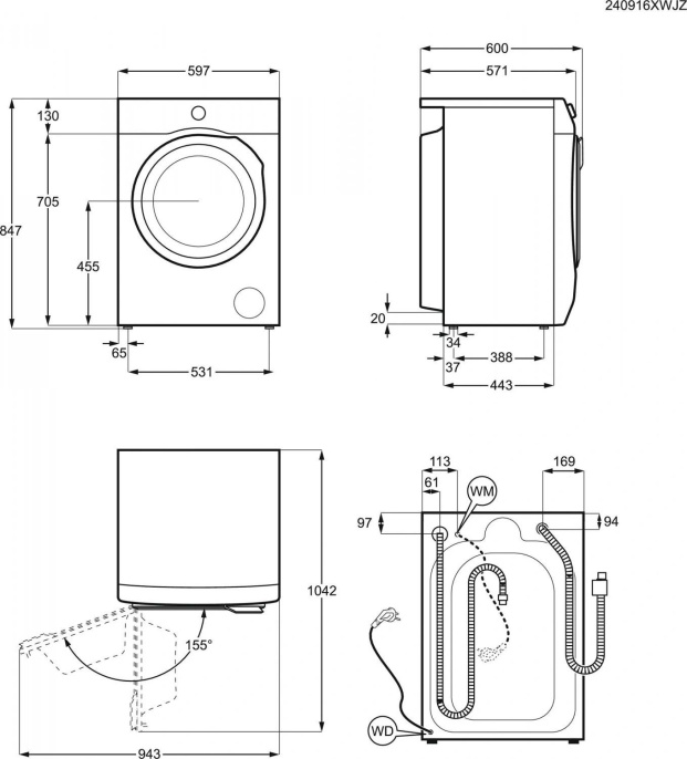 Стиральная машина Electrolux EW8F4482E, с фронтальной загрузкой, 8кг, 1400об/мин, с паром, с английской панелью управления