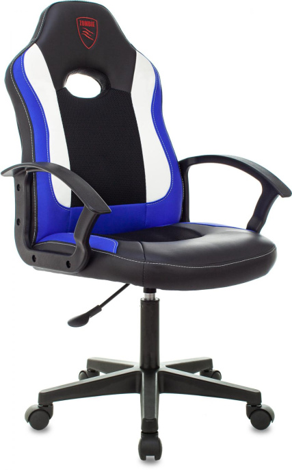 Кресло игровое ZOMBIE 11LT, ткань/экокожа, до 120кг, черный/синий/синий