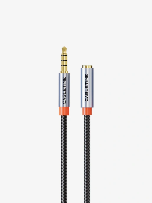 Удлинительный аудиокабель CABLETIME CF19E (CT-AE35M-AG0.5) 0,5 м, стерео 3,5 мм - Black Braided