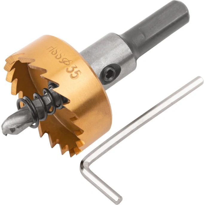 Коронка кольцевая по металлу 35 мм, HSS сталь, титановое покрытие FIT 36870