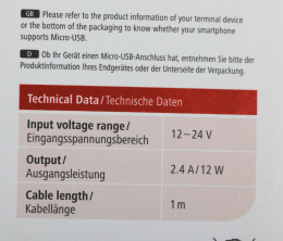 Автомобильное зарядное устройство HAMA H-183246, USB, microUSB, 2.4A, черный [00183246]