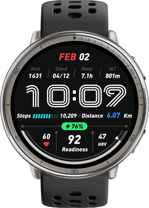 Смарт-часы AMAZFIT Active 2R A2437, 43.9мм, 1.32", черный/серебристый [6970100377712]