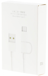 Кабель XIAOMI Mi 2-in-1, USB Type-C m /micro USB m - USB m , 0.3м, белый [sjv4083ty]