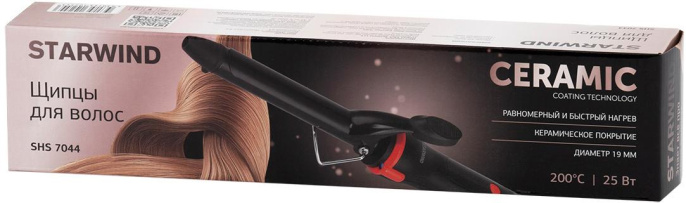 Щипцы для завивки StarWind SHS 7044,  черный и красный