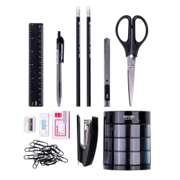 Настольный набор Deli E38253, 12 предметов, черный