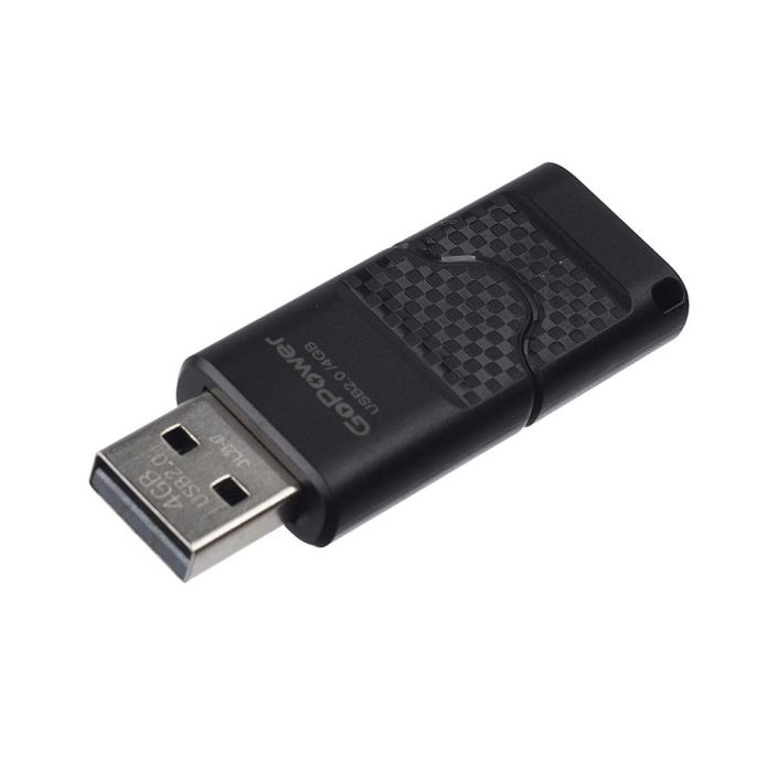 Флеш-накопитель GoPower SLIDER 4GB USB2.0 пластик черный матовый 1/50/1000 00-00025961