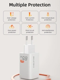 Сетевое зарядное устройство CABLETIME GA65W (CT-GAN65-PW) GaN PD3.0 2C1A 65 Вт, белый