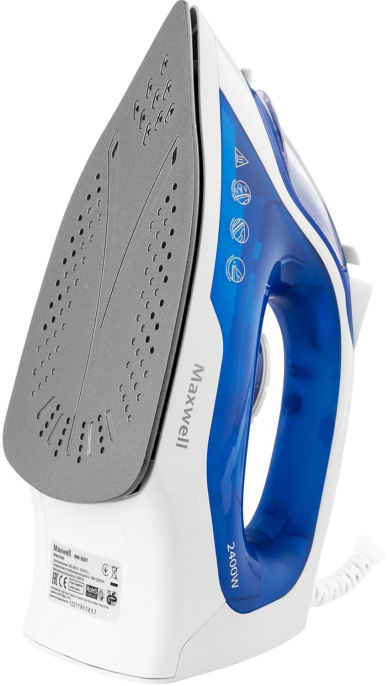 Утюг Maxwell MW-3007, с паровым ударом, 2400Вт, белый и синий