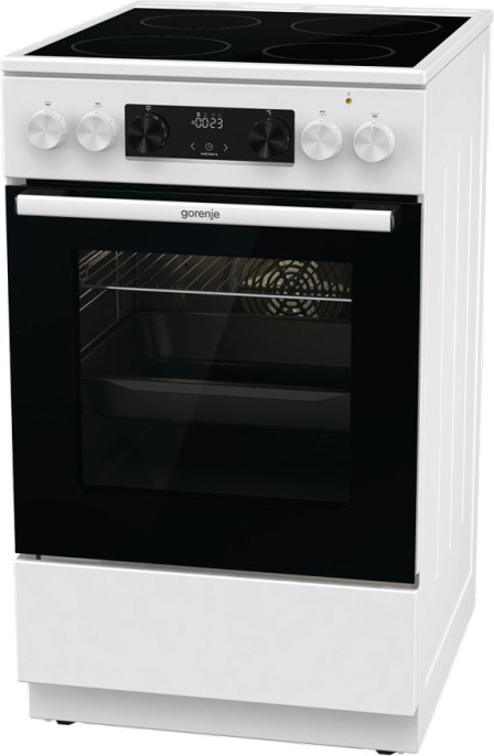 Электрическая плита Gorenje GEC5C61WG, стеклокерамика, без крышки, белый