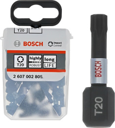 Набор бит Bosch 2.607.002.805 25шт хвостовик шестигранный, размер папа M : 1/4" Hex, рабочий размер биты: T20