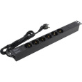 Блок розеток с кабелем с евровилкой ExeGate ServerPro PDU-19H602 Al-6S-EU2CU 19", 1U, Алюминий, 6 Schuko, кабель с евровилкой VDE-250V-16A-3*1.5mm2, медь, 2метра, индикатор питания, черный, RTL EX280827RUS