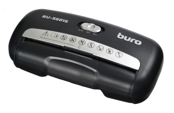 Уничтожитель бумаг Buro Home BU-S601S, P-1, 6 мм, 6 лист. одновременно, 10л