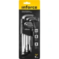 Набор шестигранных длинных ключей с шаром 9 шт Inforce, размеры1,5-10мм, 06-05-94
