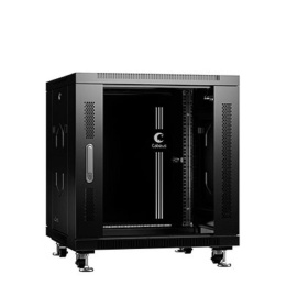 Cabeus SH-05C-12U60/60-BK Шкаф монтажный телекоммуникационный 19" напольный для распределительного и серверного оборудования 12U 600x600x730mm (ШхГхВ) передняя стеклянная и задняя сплошная металлическая двери, ручка с замком, цвет черный (RAL 9004)