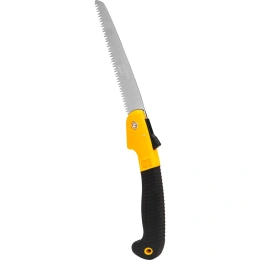 Садовая пила DELI складная 180мм DL580618 сталь 65MN, шаг зубьев 7 TPI, обрезиненая ручка, шлифовка зубов с 3-х сторон, двухрядное распределение кромок 98483