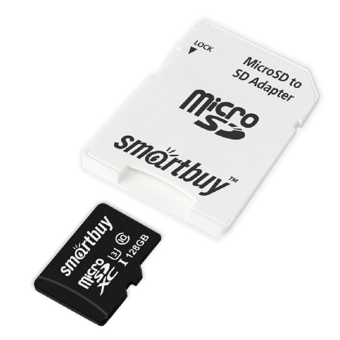Micro SecureDigital 128GB Smartbuy U3 V30 A1 Advanced R/W up to 90/55 с адапт SB128GBSDU1A-AD
