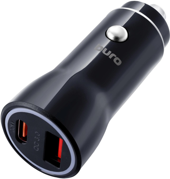 Автомобильное зарядное устройство Buro BUCN1, USB-A, USB-C, 18Вт, 3A, черный [bucn18p110bk]
