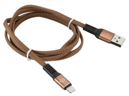 Кабель Digma Lightning m - USB m , 1.2м, плоский, в оплетке, 2A, коричневый [light-1.2m-flat-br]