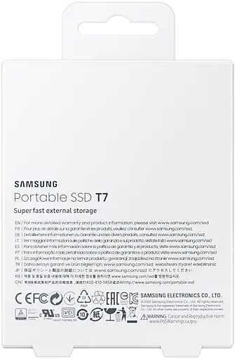 2ТБ Внешний диск SSD Samsung T7 MU-PC2T0R/WW, USB-C, запись - 1000МБ/с, чтение - 1050МБ/с, красный