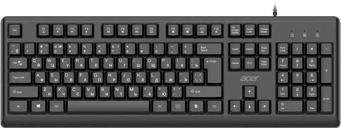 Клавиатура Acer OKW501, проводная, USB, мембранная, черный [zl.kbdee.01u]