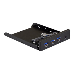 Планка USB на переднюю панель ExeGate U3H-623, 3,5", 3*USB3.0+1*TypeC, черная, металл, подсоединение к мат. плате EX283579RUS