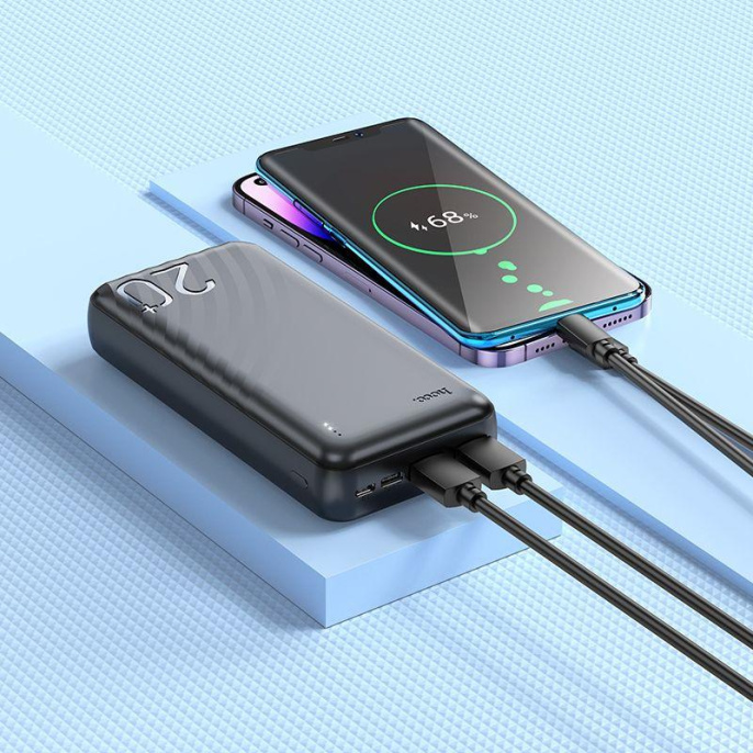 Внешний аккумулятор Power Bank Hoco J123A Element, 20000мAч, черный