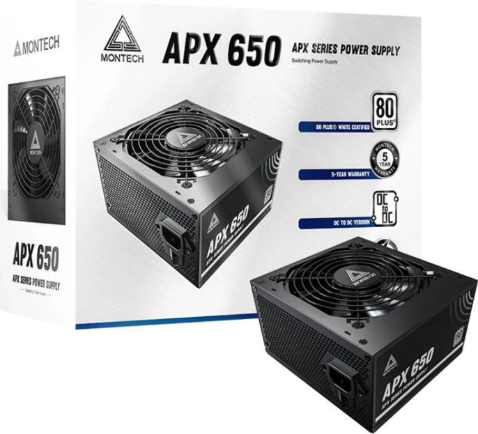 Блок питания MONTECH APX 650, 650Вт, 80 PLUS WHITE, 120мм, черный, retail [xwya11-650w]