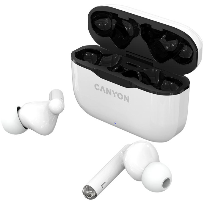 Наушники Canyon TWS-3, Bluetooth, внутриканальные, белый/черный [cne-cbths3w]