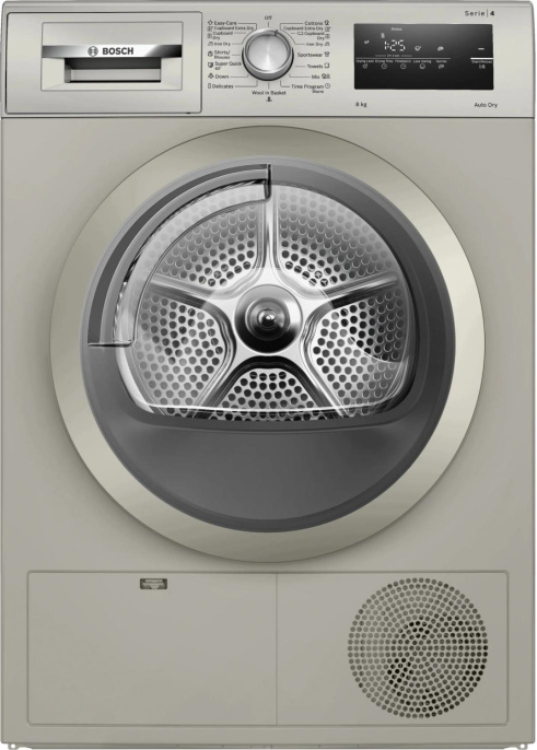 Сушильная машина Bosch Serie 4 WTN86202ME серебристый, с английской панелью управления