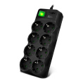 Фильтр SVEN SF-08E-16 1,8 м 8 розеток с защитными шторками,16А черный, цветная коробка [SV-021603]