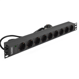 Блок розеток ExeGate ServerPro PDU-19H902 Al-9S-EU1.8CU, 19, 1U, алюминий, 9Schuko, евро, 1.8м 280848