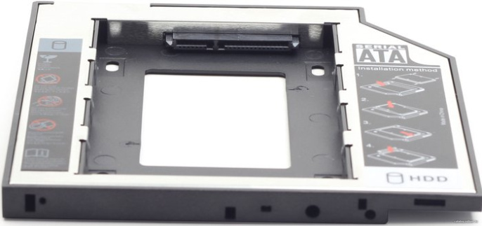 Шасси Gembird MF-95-01 Black для установки 2.5" SATA HDD/SSD в отсек привода ноутбука 9.5мм