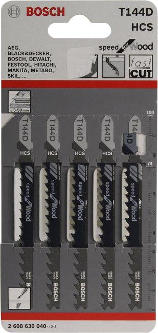 Набор пилок по дереву Bosch T144D HCS 5пред. лобзики