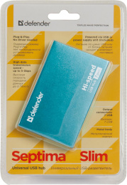 Концентратор DEFENDER 7PORT SEPTIMA SLIM USB-хаб, 7x USB 2.0 Type A 83505