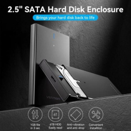 Внешний корпус Vention для HDD/SSD 2.5" USB 3.0 Mirco-B Черный (KPAB0)