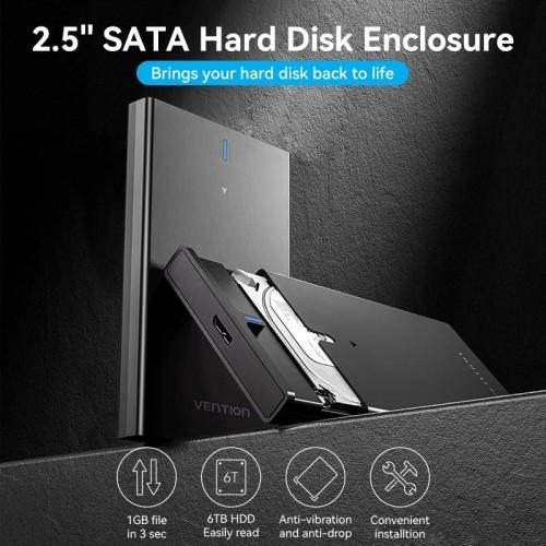 Внешний корпус Vention для HDD/SSD 2.5" USB 3.0 Mirco-B Черный (KPAB0)