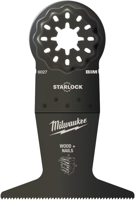 Полотно для мультитула Milwaukee 48906027 65x42мм биметаллическое, крепление Starlock, для древесины с гвоздями
