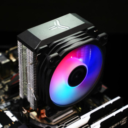 Кулер для процессора CPU Cooler JONSBO CR-1200E 95W, 3-pin, 128mm, Al/Cu, 2x6mm, FRGB, 1x92mm, 36CFM, 26.5dBA, 2000RPM, S: 1700/1200/115X, AM4/AM5 Black